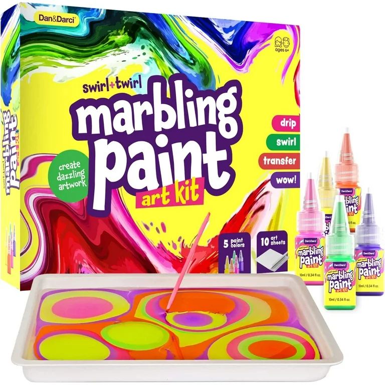 Dan&Darci Marbling Paint Art Kit for Kids - Arts and Crafts for Girls & Boys Ages 6-12 - Craft Ki... | Walmart (US)