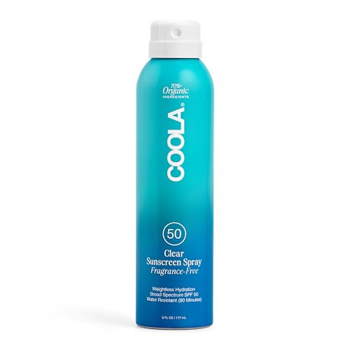 COOLA Organic Sunscreen SPF 50 Sunblock Spray, Dermatologist Tested Skin Care for Daily Protection, Vegan and Gluten Free, Fragrance Free, 6 Fl Oz | Amazon (US)
