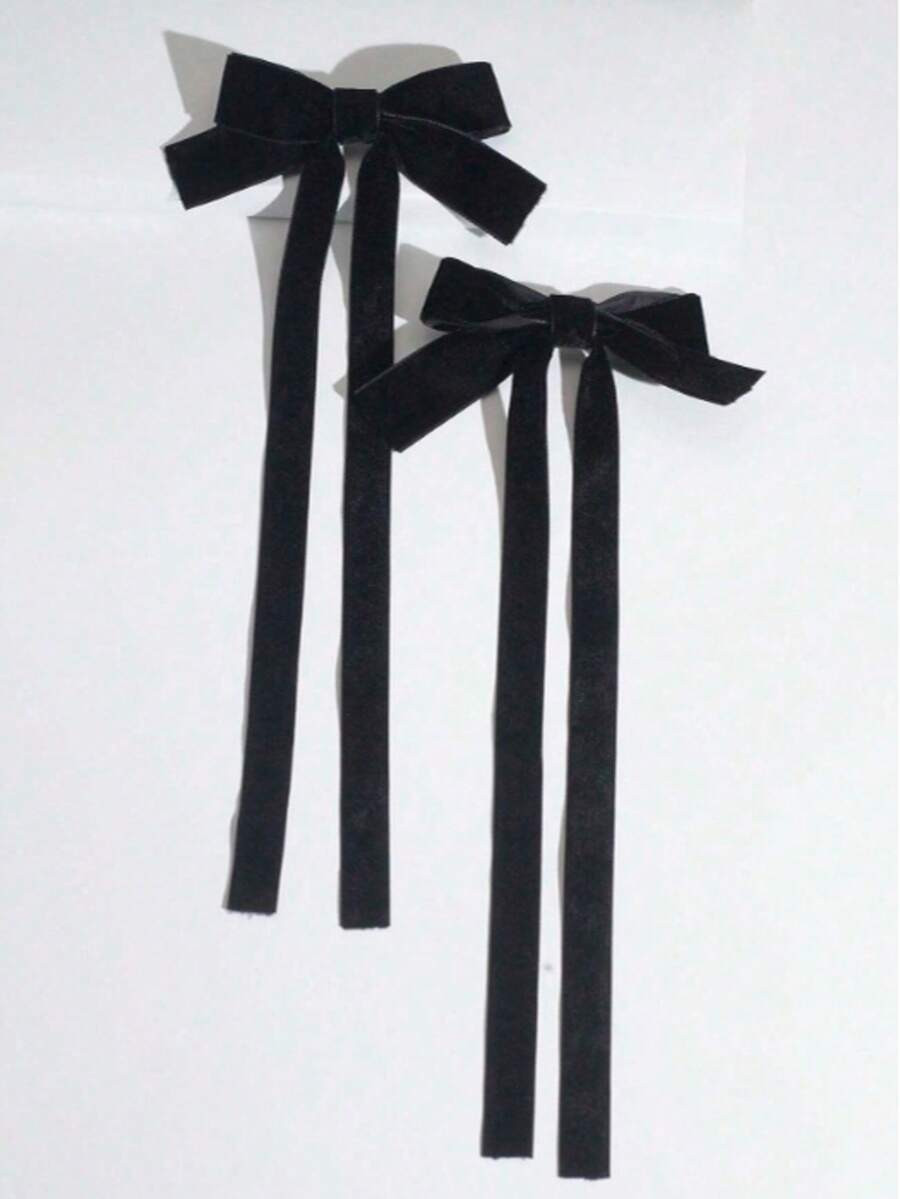 2pcs Ballet Style Long Ribbon Bow Hairclips, Fashionable Cute Hairpin Accessories For Women, Suit... | SHEIN