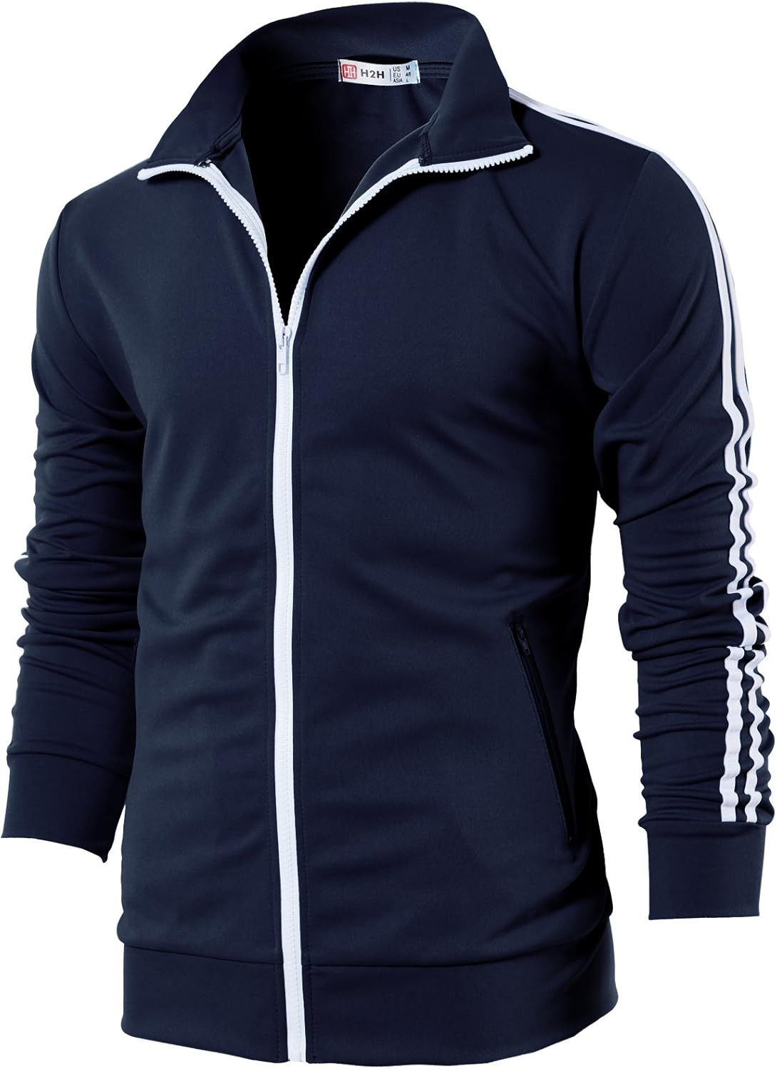 H2H Mens Active Slim Fit Track Lightweight Jacket Zip-up Long Sleeve | Amazon (US)