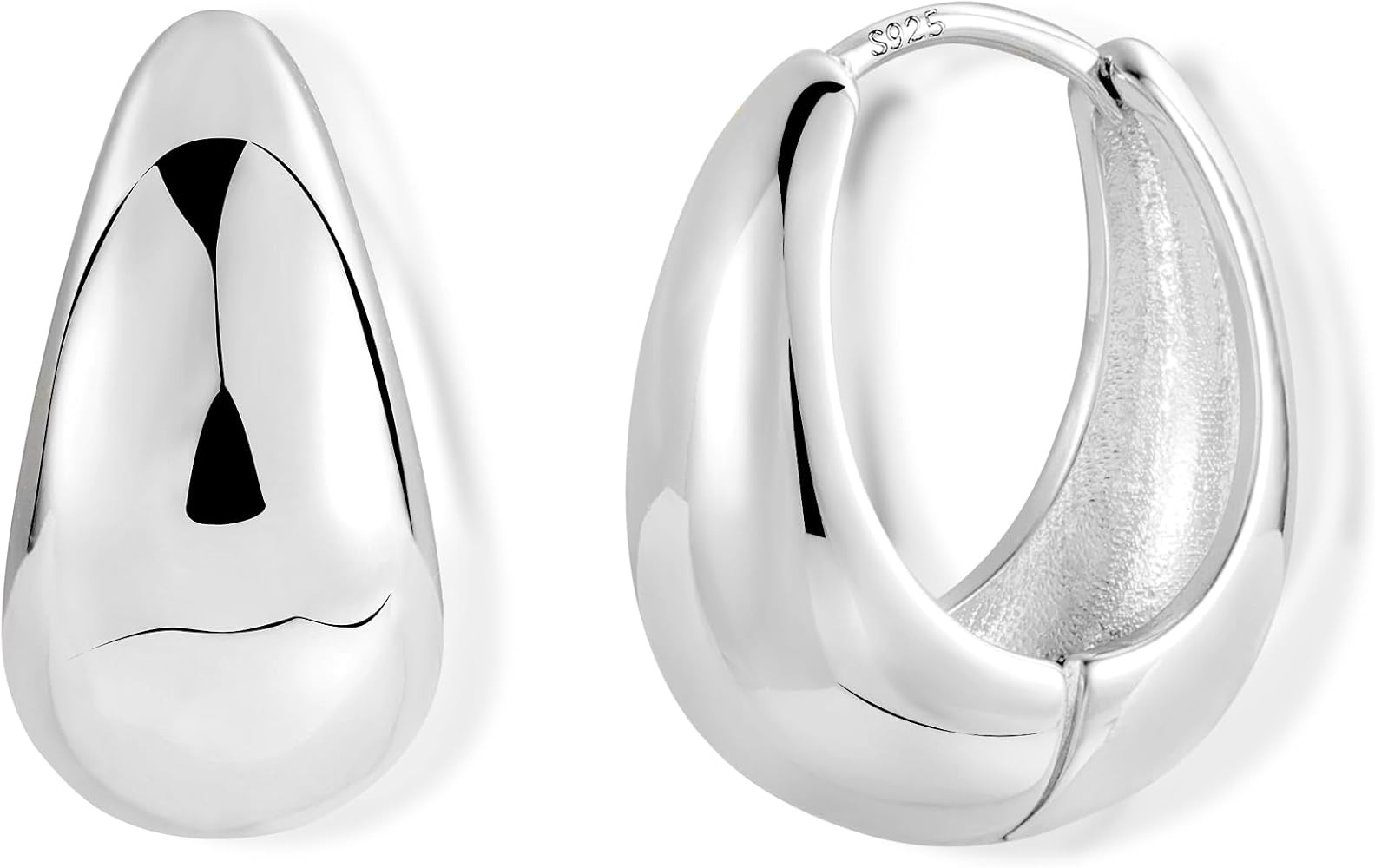 ASH'S CHOICE Hoop Earring for Women, 14K Gold Oval Hoop Earrings 925 Sterling Silver Small Chunky... | Amazon (UK)
