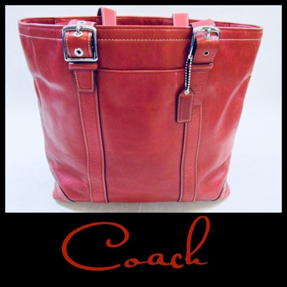 🌟HP🌟Coach Authentic Red 100% Leather Tote | Poshmark