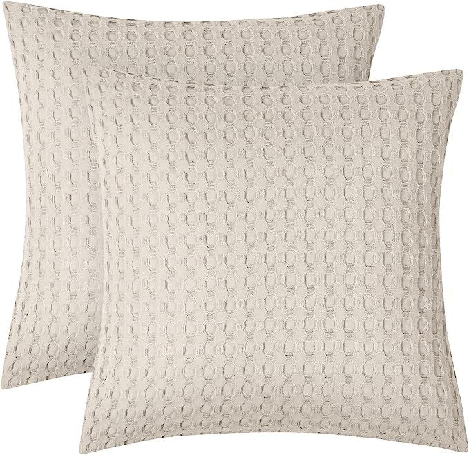 PHF Waffle Weave Throw Pillow Cover 18" x 18", 2 Pack 100% Cotton Square Pillowcase Shell Elegant... | Amazon (US)