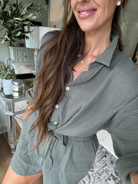 This Amazon sets is one of my favorites. I love wearing it together, but you can also wear this button-down with jeans. It’s great on its own. I wear my true size large! 

#LTKover40 #LTKfindsunder50 #LTKmidsize