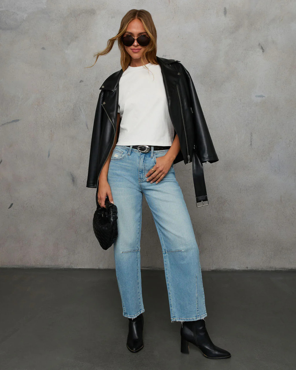 Evangelina Stretch Distressed Barrel Jeans | VICI