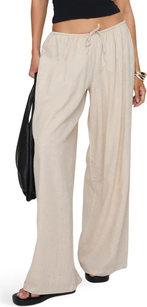 Beach Comber Wide Leg Linen & Cotton Drawstring Pants | Nordstrom