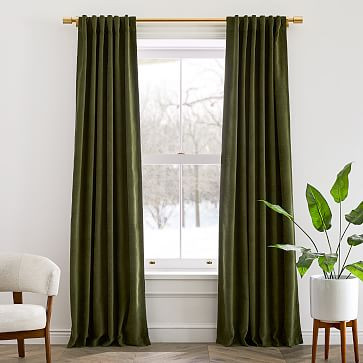 Worn Velvet Curtain - Tarragon | West Elm (US)