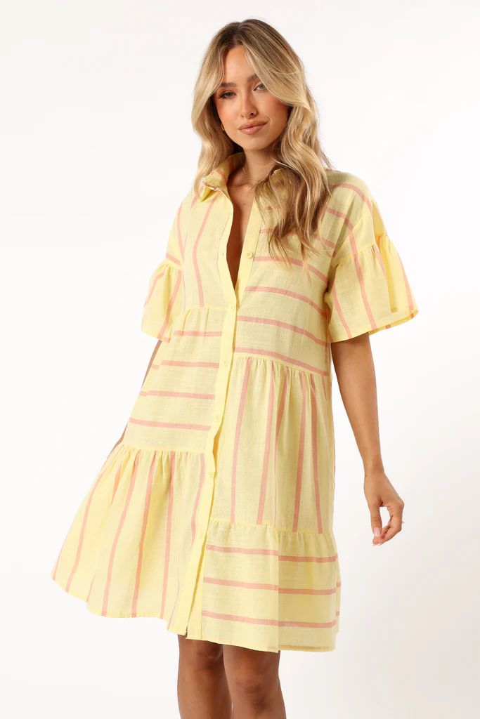 Peachy Mini Dress - Yellow Pink Stripe | Petal & Pup (US)