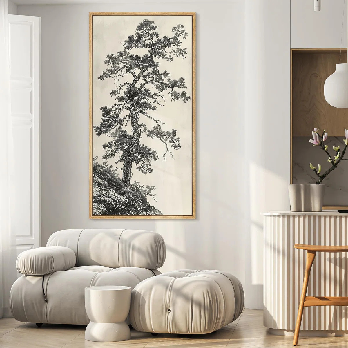 Artistic Tree Drawing on Rocky Cliff Modern Art | Wayfair North America