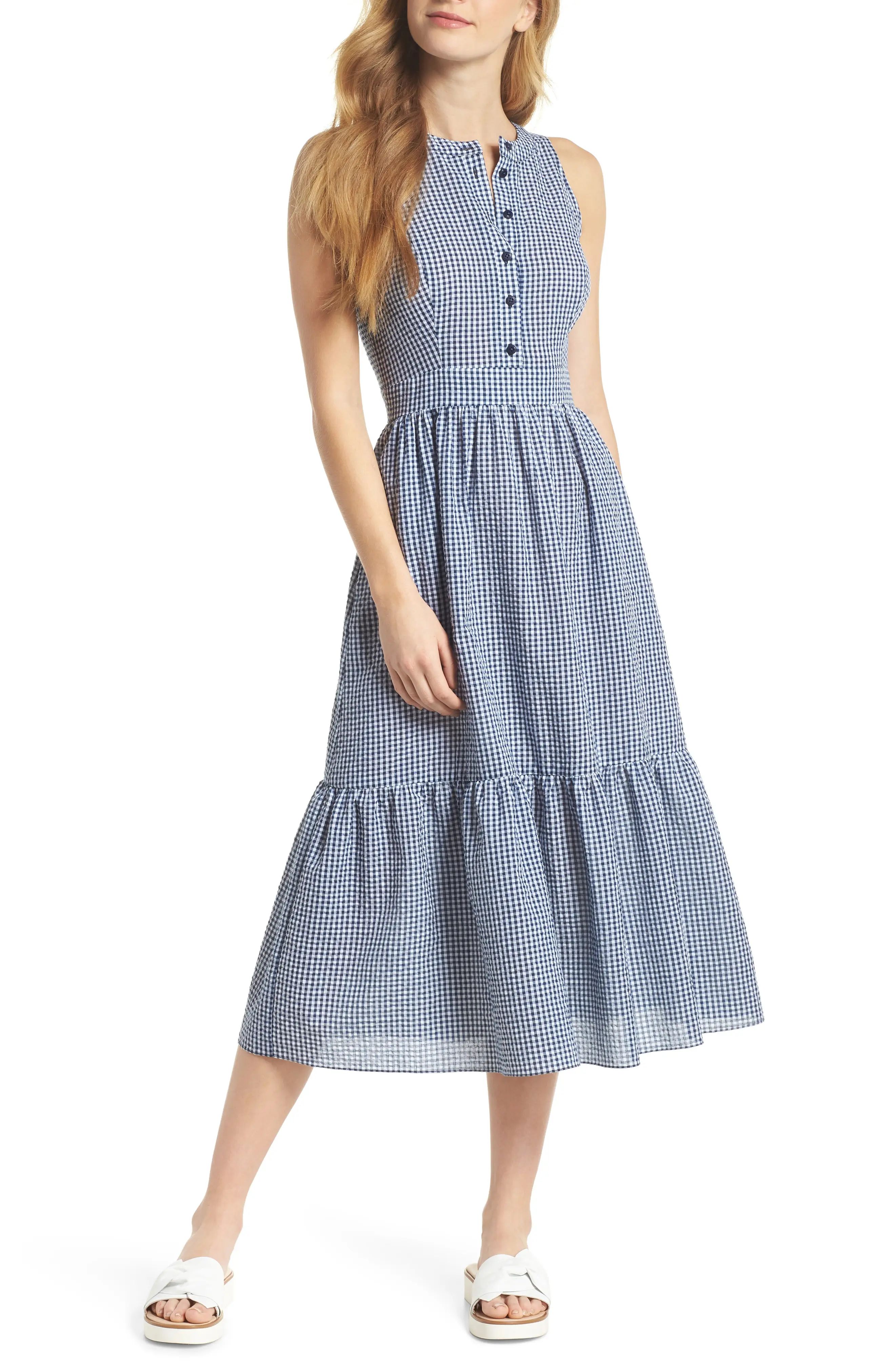 Ardith Gingham Fit & Flare Midi Dress | Nordstrom