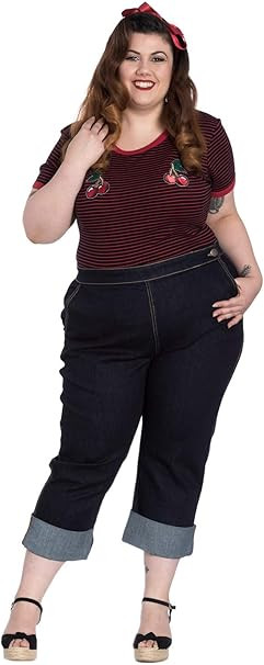 Hell Bunny Charlie Denim Jeans 50er Jahre Vintage Retro Capri Hose 3/4 Pedal Pushers | Amazon (DE)