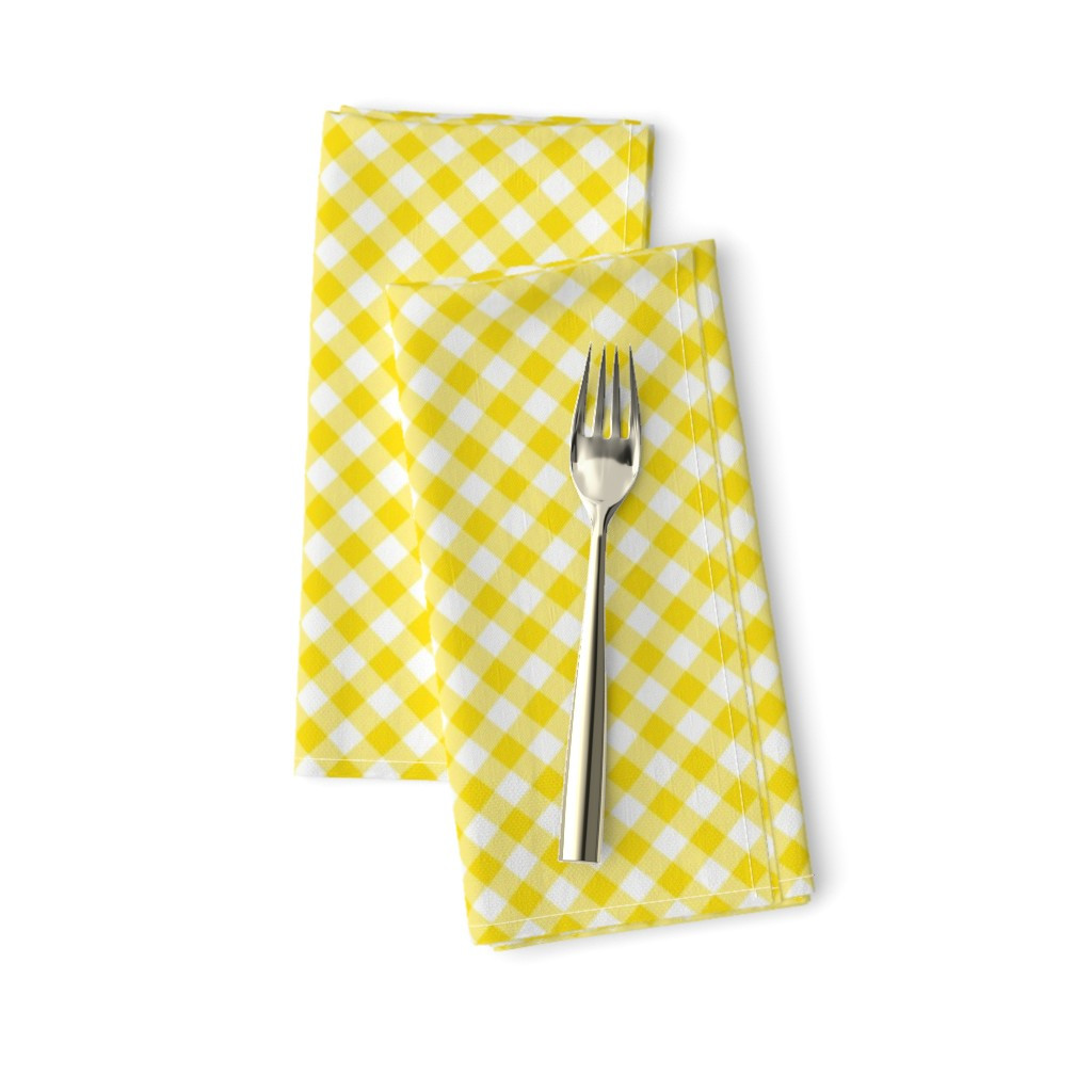 Checks Summer Plaid Yellow And White Cotton Dinner Napkins by Roostery Set of 2 | Walmart (US)