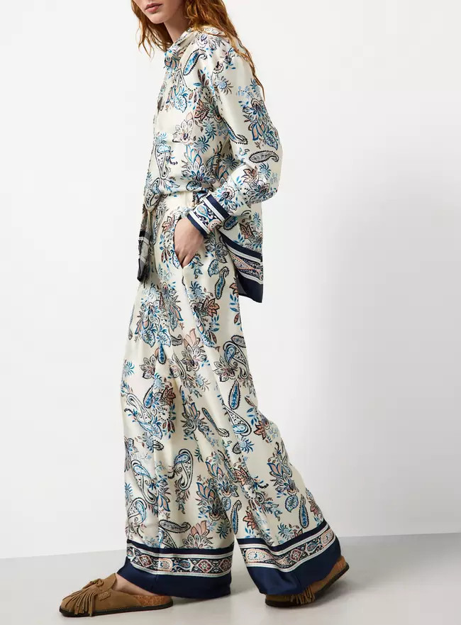 Buy Cream Paisley Scarf Print Wide Leg Co-ord Trousers 16 | Co-ords | Tu | Tu Clothing