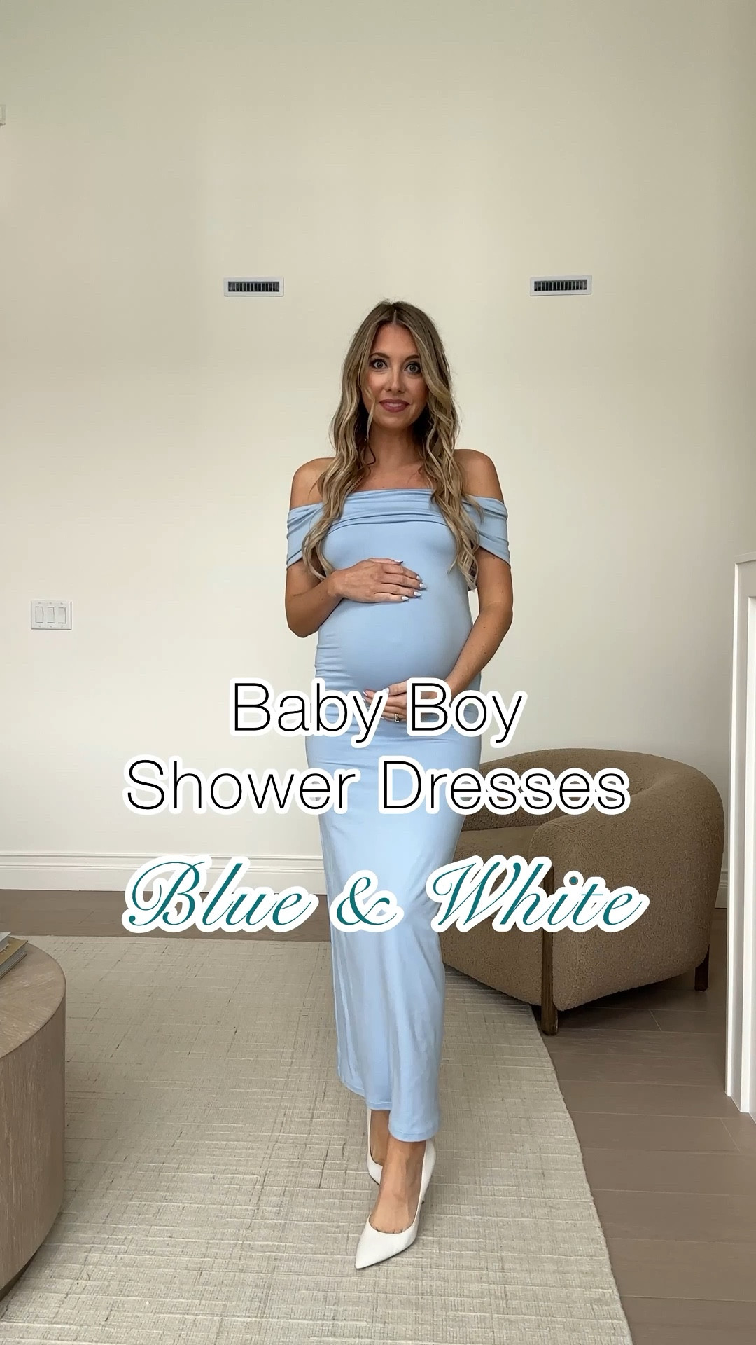 Baby shower dresses for baby boy🤍 baby shower blue and white dresses, bump friendly dresses, maternity dresses, blue dresses, white dresses, baby shower, neutral baby shower, blue baby shower 

#LTKParties #LTKBaby #LTKBump