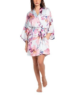 Midnight Bakery Women's Haven Floral Satin Wrap Robe - Macy's | Macy's