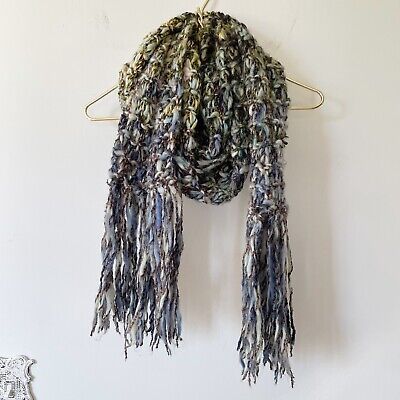 Free People Multicolored Long Hand Knit Fringe Scarf | eBay US