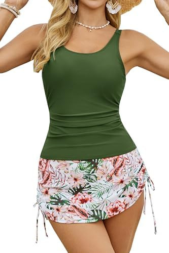 Arolina Womens Tankini Swimsuits with Skirt Bathing Suits Two Piece Tummy Control Swimsuits Ladie... | Amazon (US)