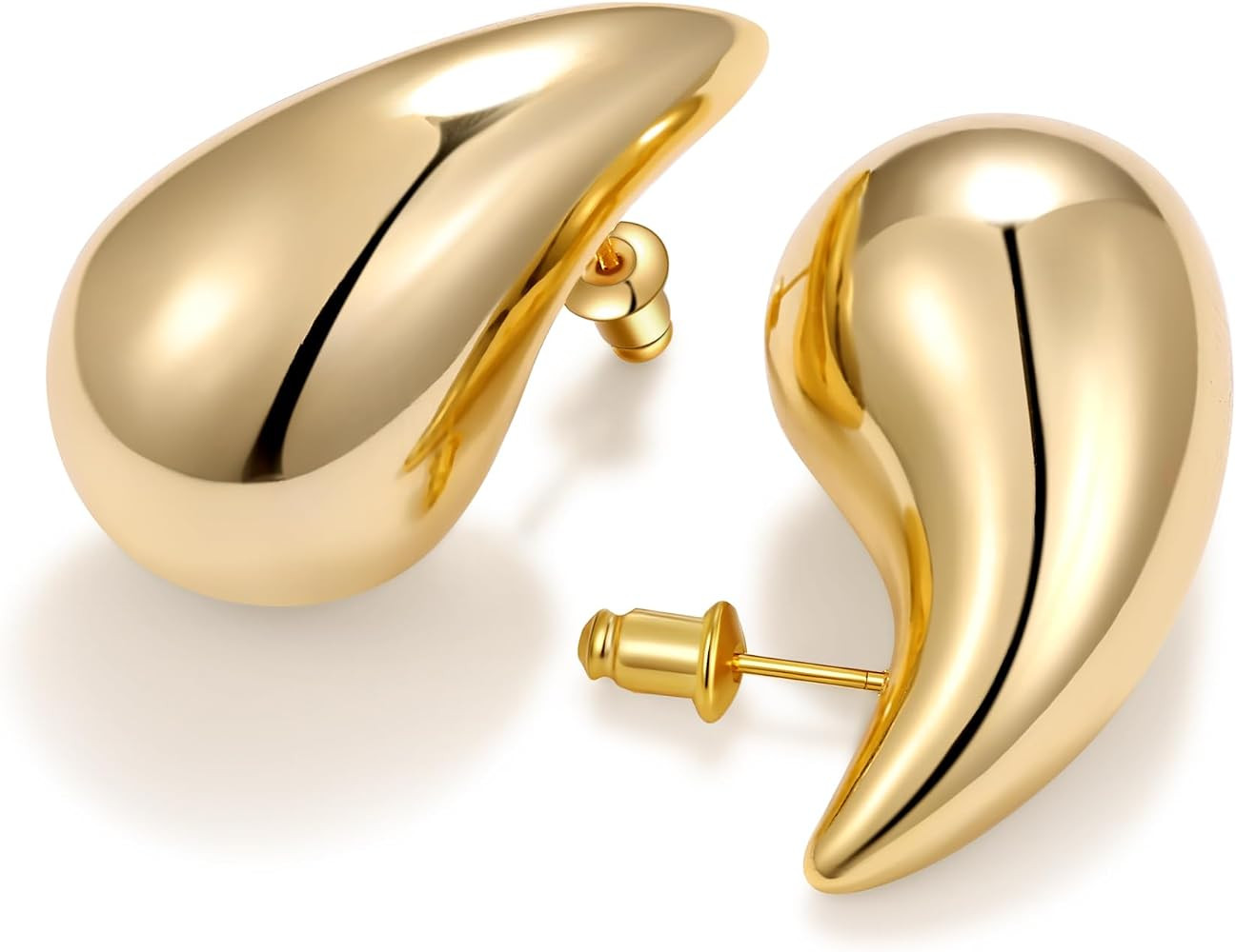 Teardrop Earrings for Women, 14K Gold Plated Chunky Drops | Amazon (US)