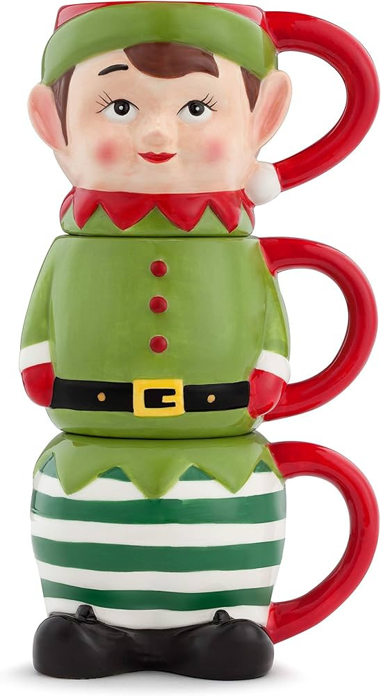 Mr. Christmas Stacking Elf Mugs, One Size, Green,85121 | Amazon (US)
