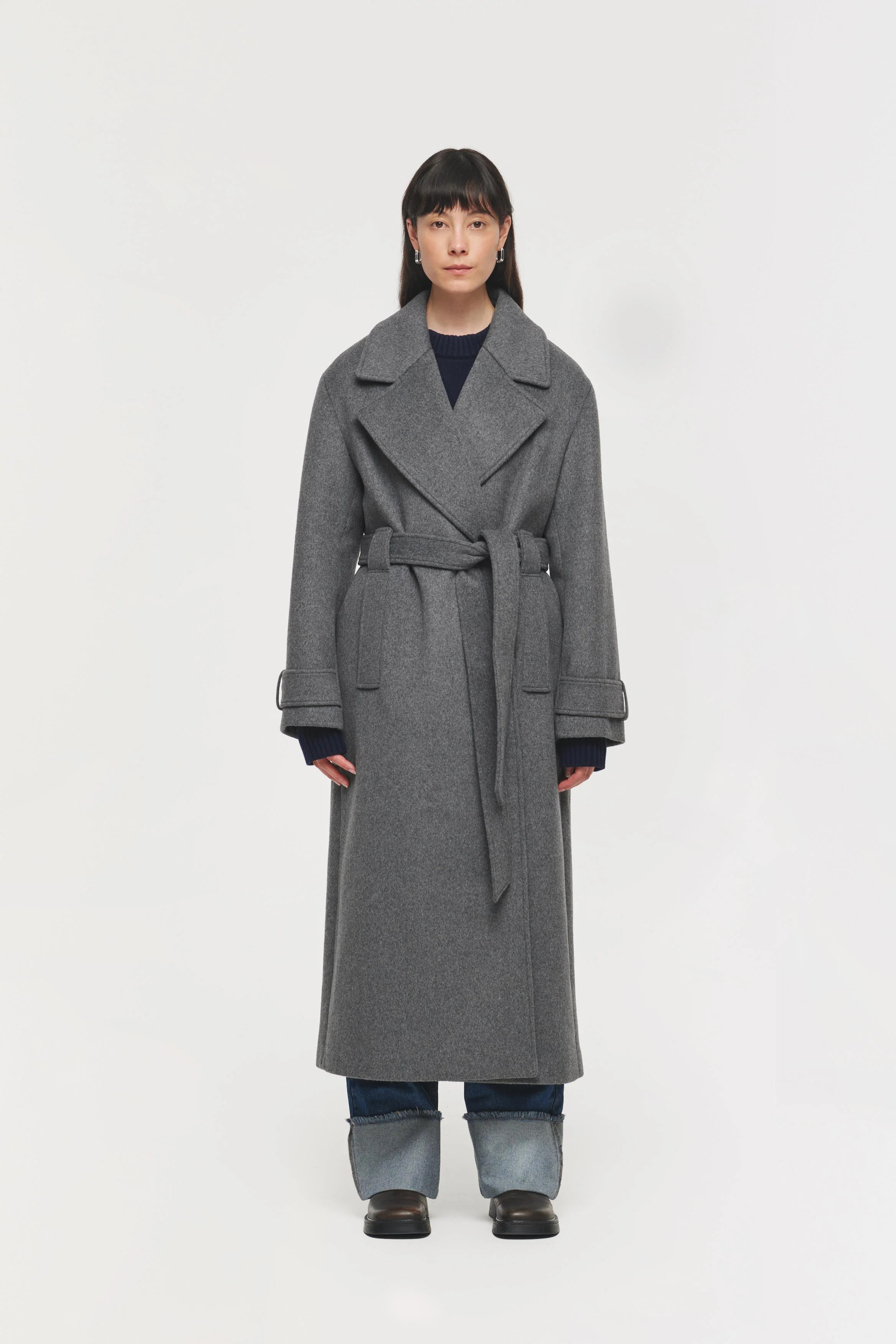George | Wrap Wool Coat in Grey | ALIGNE | Aligne UK