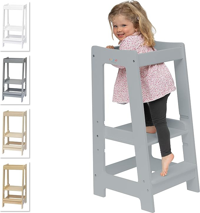 Stepup Baby Montessori Toddler Tower Kitchen Wooden Helper Step Stool, Adjustable Toddler Steps w... | Amazon (US)