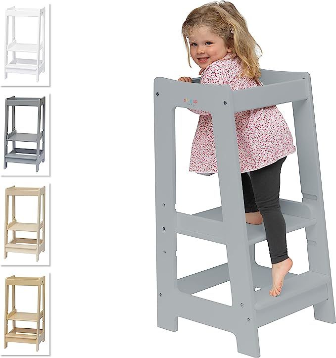 Stepup Baby Montessori Toddler Tower Kitchen Helper with Adjustable Steps with Safety Rail, Solid... | Amazon (CA)
