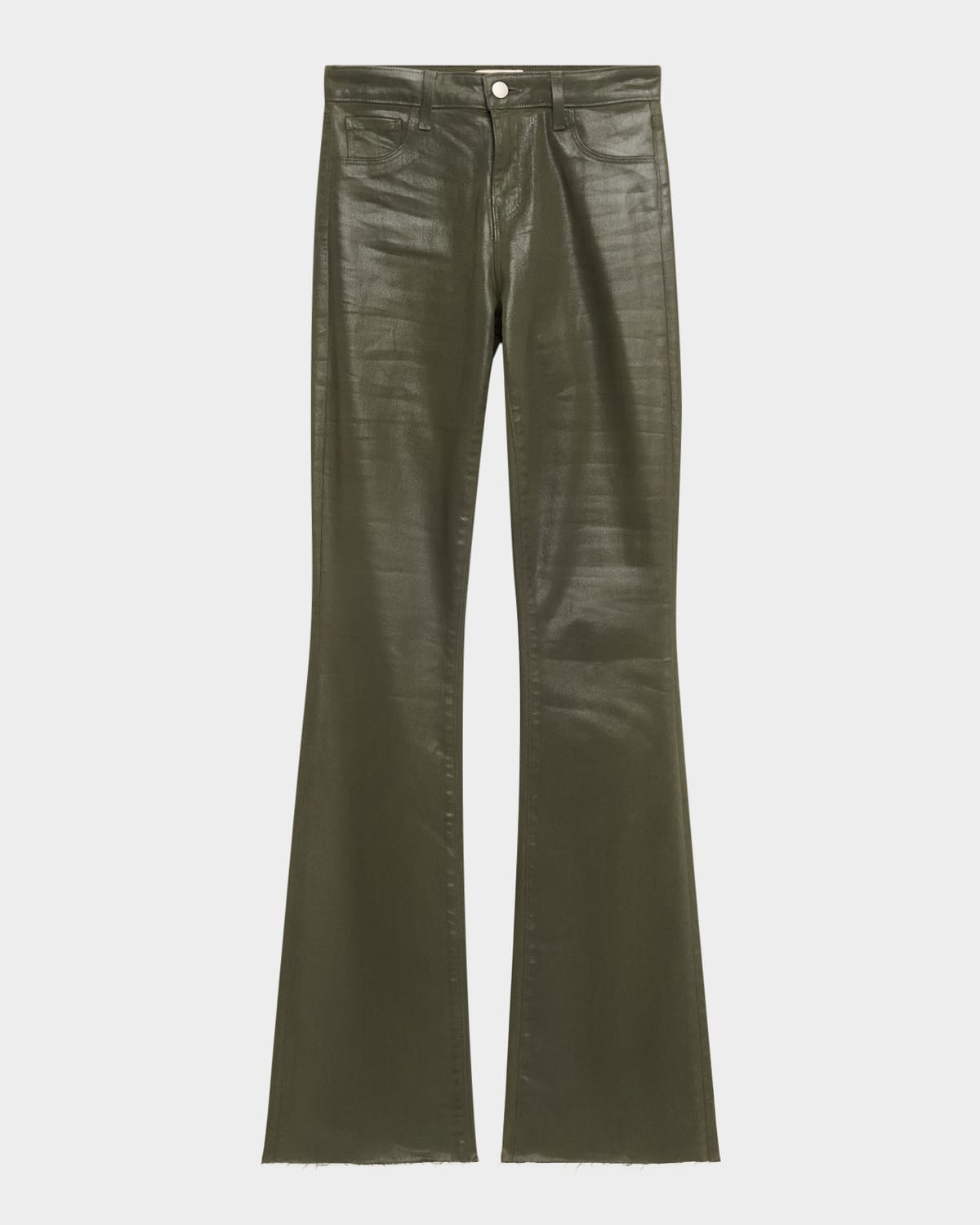 Ruth High-Rise Coated Straight Raw Hem Jeans | Neiman Marcus