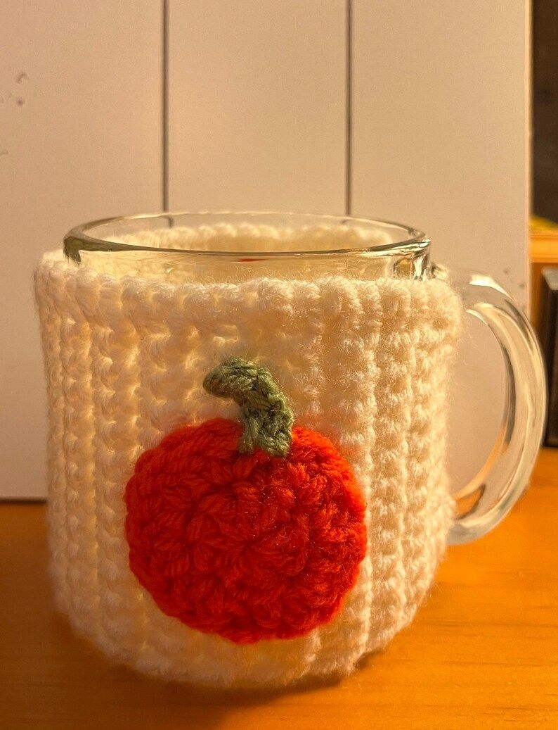 Crochet Pumpkin Coffee Cup Cozy - Etsy | Etsy (US)