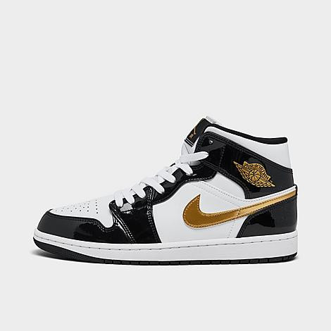 Jordan Men's Air Retro 1 Mid SE Casual Shoes in Black/Metallic Gold/White Size: 8.5 | Finish Line (US)