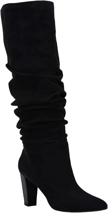 Juliet Holy Womens Knee High Boots Pointed Toe Pull On Chunky Heel Winter Booties | Amazon (US)