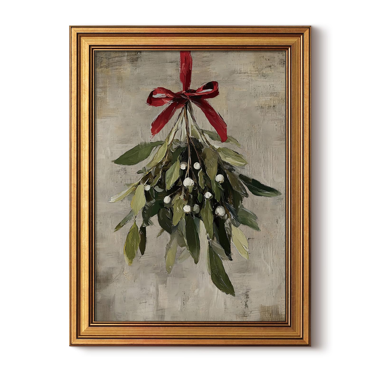 InSimSea Gold Framed Christmas Wall Art, Vintage Canvas Prints Decor, Mistletoe Paintings Wall Shelf Decor, Farmhouse Pictures for Winter Bedroom Holiday Decoration Gifts, 12x16inch | Amazon (US)