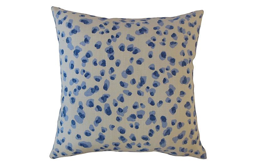 Snow Leopard Pillow, Blue/White | One Kings Lane