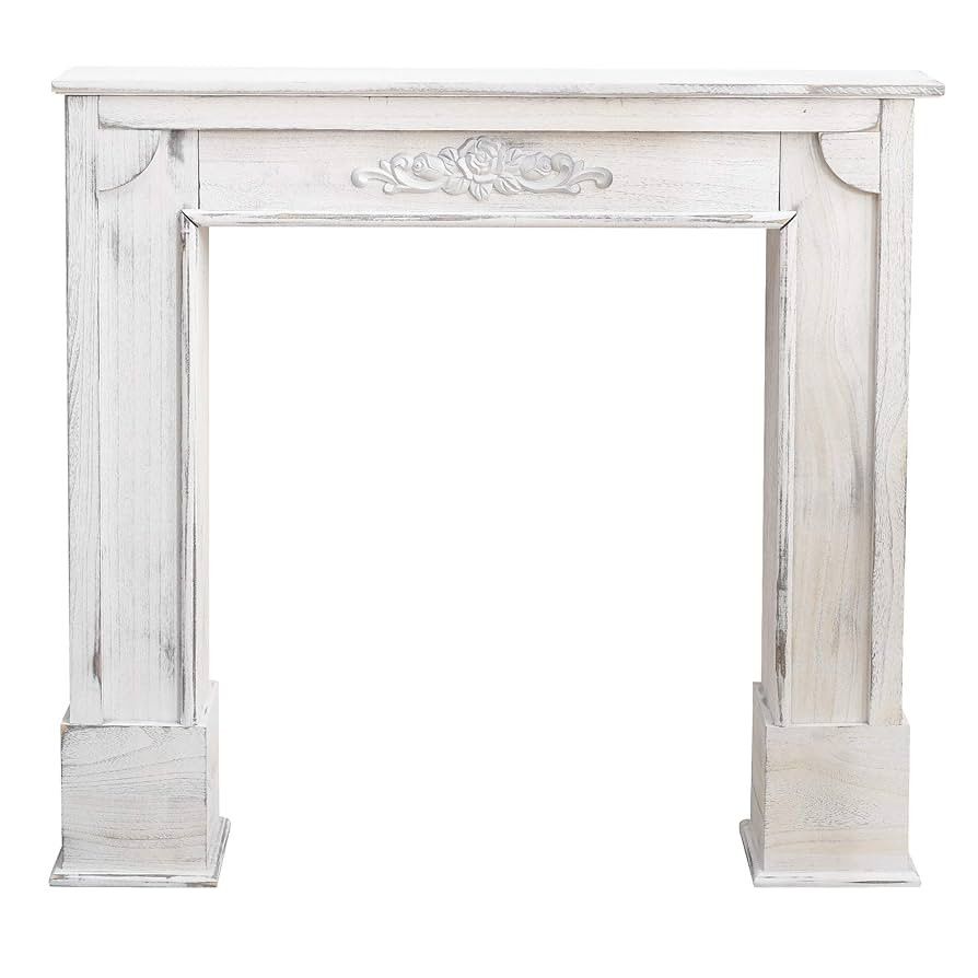 Rebecca Mobili Shabby Decorative Fireplace Surround Made of Wood, Grey, Vintage Design, Living Ar... | Amazon (DE)