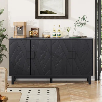 Modern Black Storage Sideboard Buffet Suitable For Dining Room And Kitchen | Wayfair North America