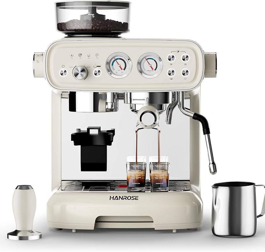Espresso Machine With Grinder, 20 Bar Espresso Machine with Milk Frother Steam Wand, Espresso Mac... | Amazon (US)