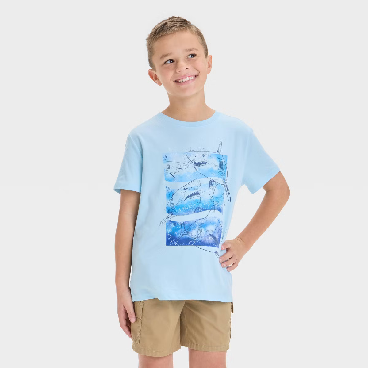 Boys' Short Sleeve Shark Friends Graphic T-Shirt - Cat & Jack™ Blue | Target