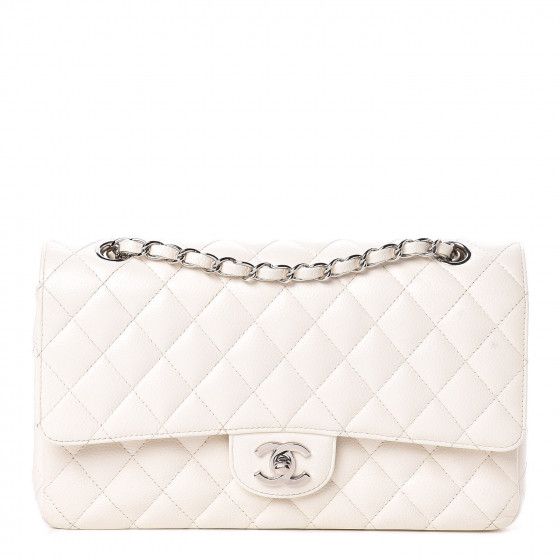 CHANEL Caviar Quilted Medium Double Flap White | Fashionphile