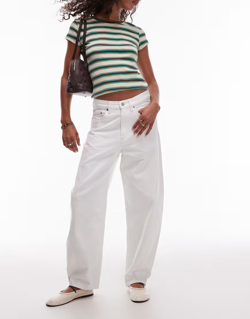 ARKET Bloom barrel leg jeans with cropped barrel leg jeans in winter white | ASOS (Global)