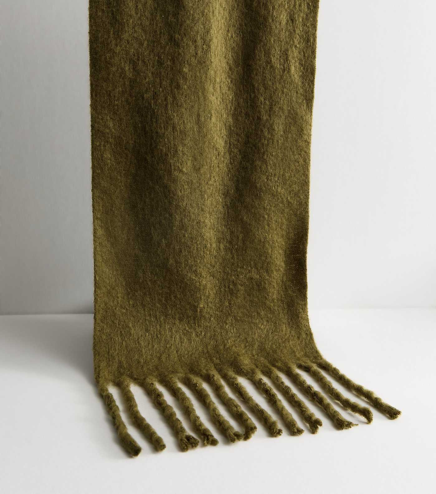Khaki Brushed Fringed Edge Heavyweight Scarf | New Look | New Look (UK)