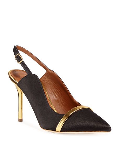 Malone Souliers Marion 85mm Satin Slingback Pumps | Neiman Marcus