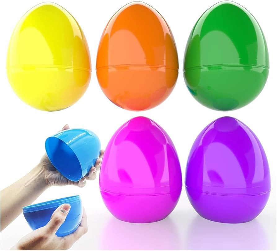 Jumbo Fillable Easter Eggs Colorful Bright Plastic Easter Eggs, Perfect for Easter Egg Hunt, Birt... | Amazon (US)