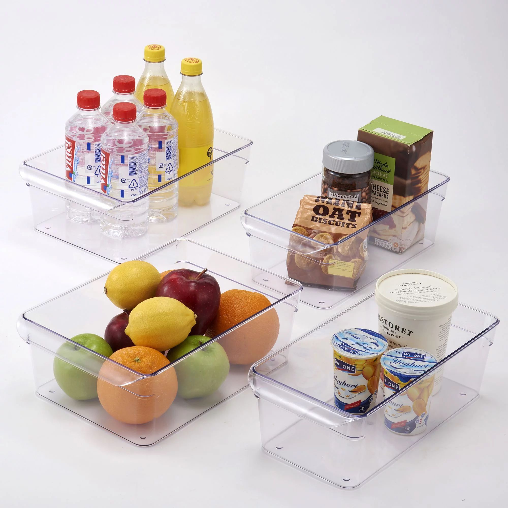 Mainstays Clear Plastic Fridge Organization Bin 4-Pack Set, Various Sizes | Walmart (US)