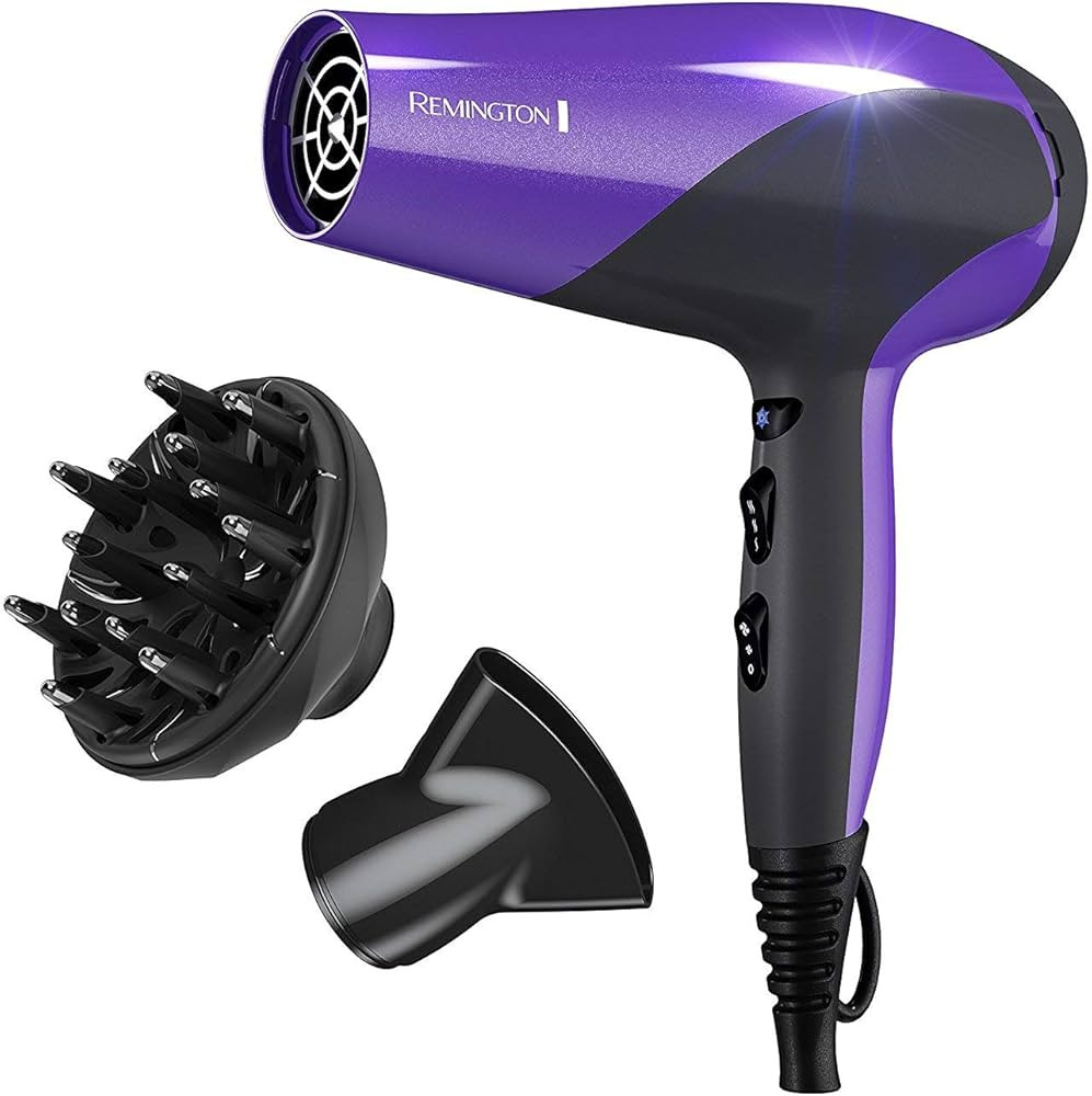 Remington Damage Protection Hair Dryer with Ceramic + Ionic + Tourmaline Technology, Black, 3 Pie... | Amazon (US)