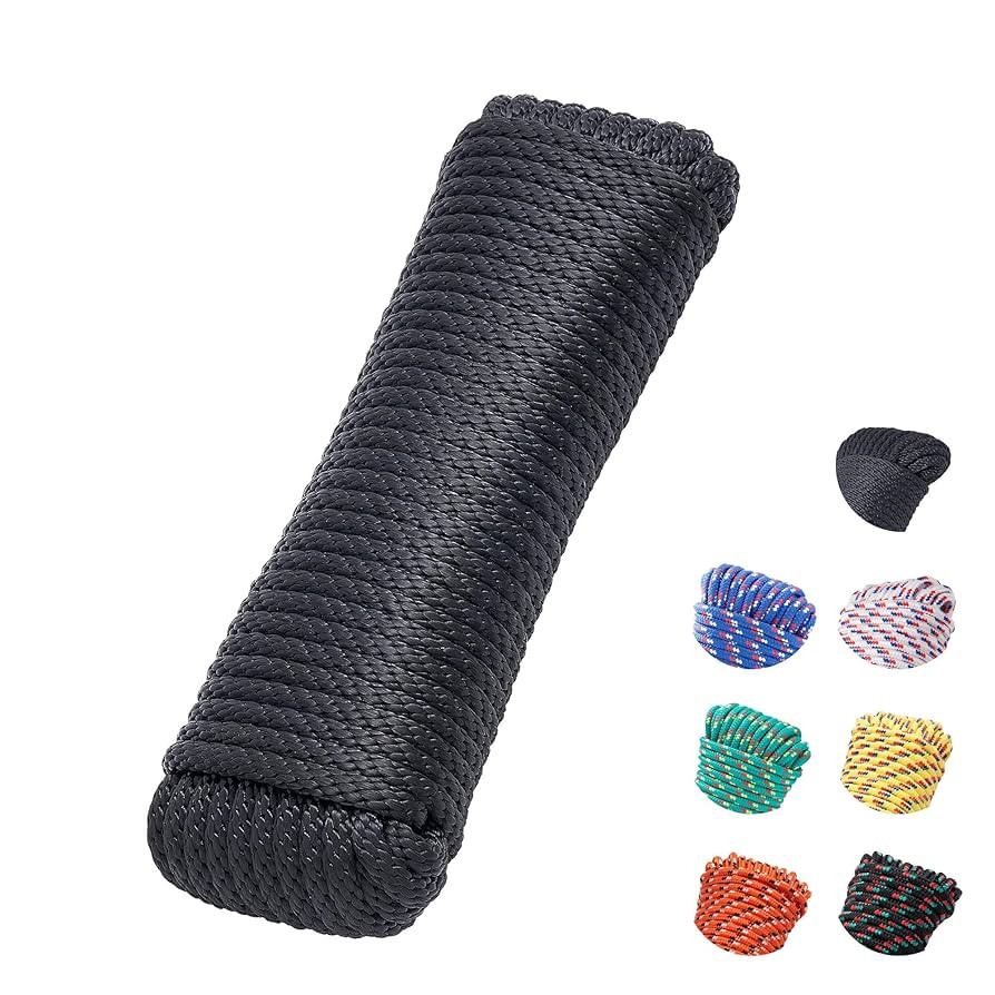 1 Pack 3/8 Inch 100 ft Solid Braided Polypropylene Rope, Outdoor Ropes, All Purpose Boat Marine T... | Amazon (US)