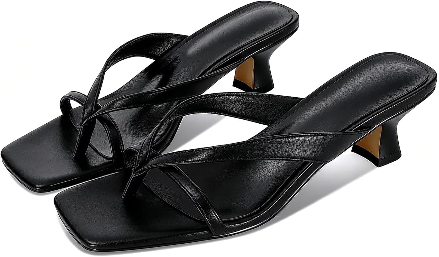 MICIFA Kitten Heel Sandals for Women Low Heels Flip Flop Fashion Strappy Mule Heels Rounded Open ... | Amazon (US)