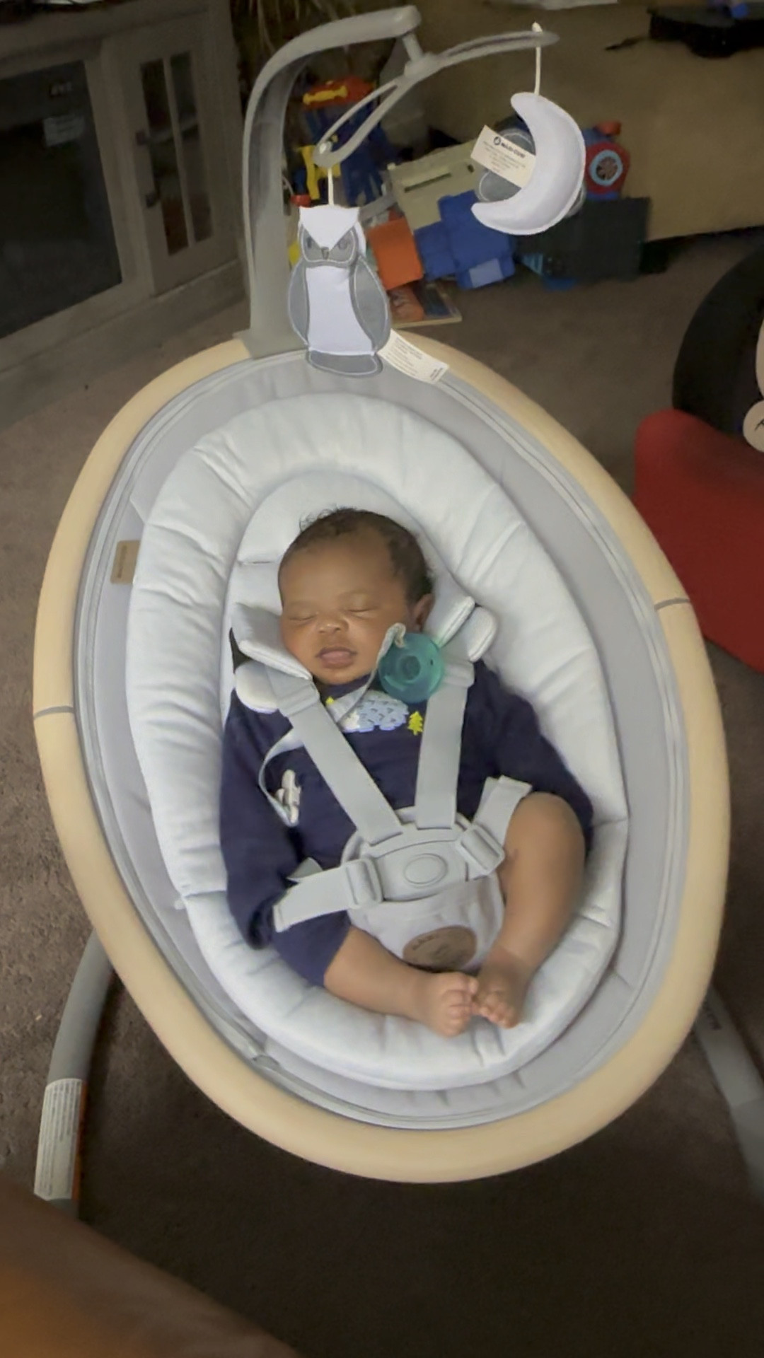 This swing has been so key in getting my newborn to calm down. 

It allows you to select from 5 swing speeds, 12 song melodies and nature sounds to keep baby relaxed and entertained.

Additionally, it has automatic motion detection that senses when your infant needs extra soothing and activates the swing. So convenient!

#LTKBump #LTKBaby #LTKVideo