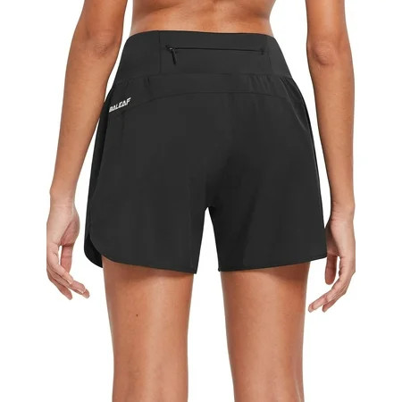 BALEAF Womens Shorts 5 Inches Quick Dry Running Gym Workout Active Wear with Zipper Pocket Black Size M | Walmart (US)