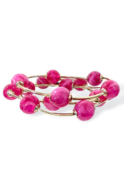 On The Average Fuchsia Ball & Bar Station Bracelet Set | The Willow Tree