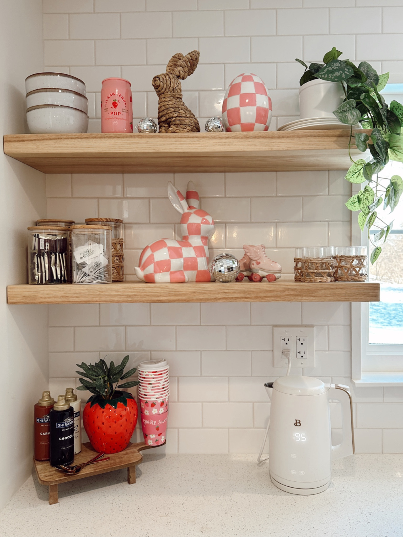 Open shelving coffee bar decor 🍓

Spring kitchen decor, Easter decor, faux plants, studio McGee, curtains, Cropped vest, bunnies, pink decor, organic coffee Puffer vest, Converse, checkered print, cardigans, baggy jeans, destroyed denim, Cargo pants, camo pants, Nike dunk dupes, grunge style, boho salon decor, coffee table, disco ball, gold floor mirror, boho home decor, hairstylist outfits, date night looks, area rugs, make up bag, gym essentials, travel essentials, workout clothes, street style, claw clips, Amazon spring decor, strawberry vase

#LTKhome #LTKfindsunder50 #LTKSeasonal