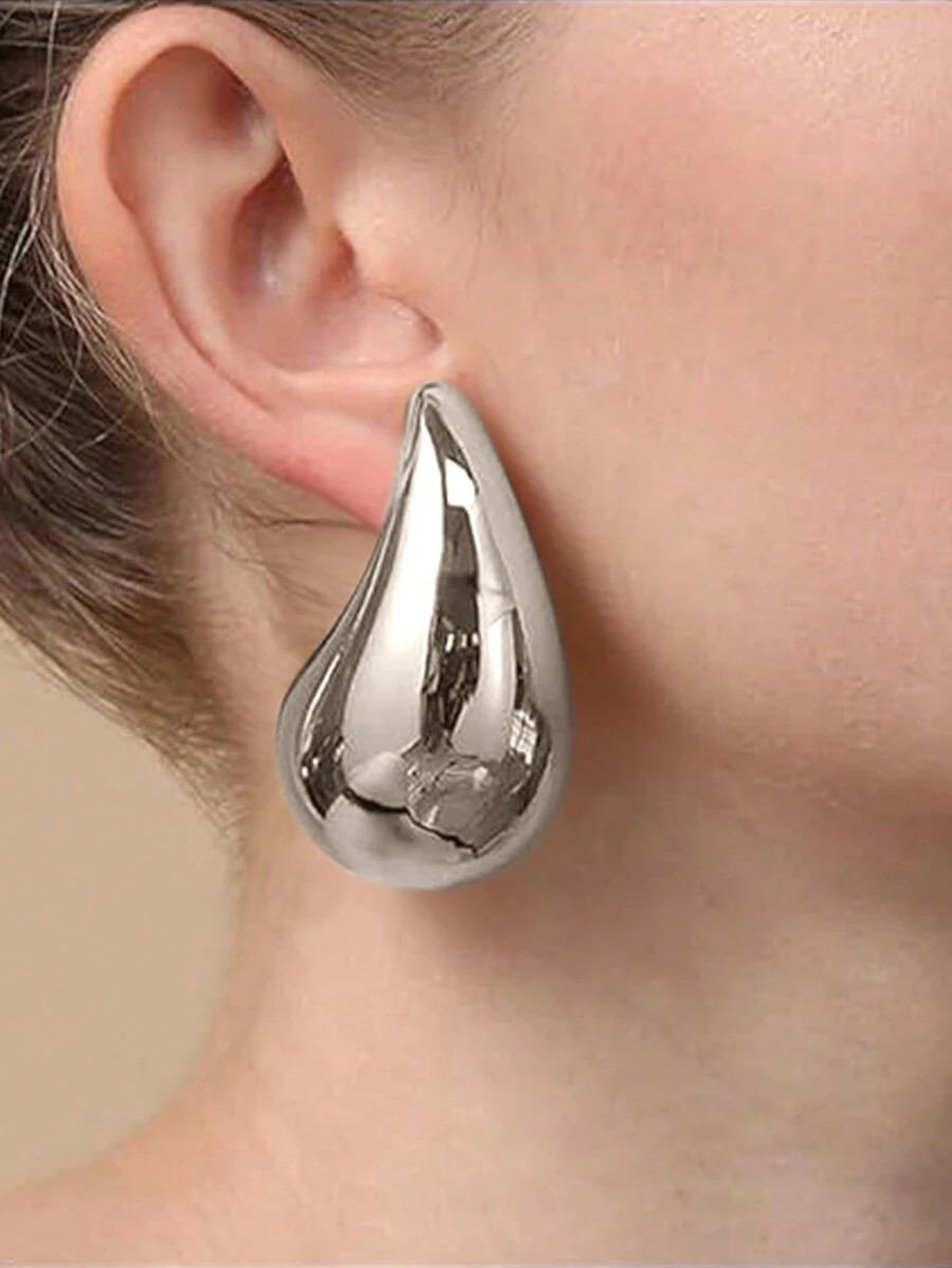1 Pair Unique Stainless Steel Large Water Drop Earrings, Fashionable For Women Party, Gathering A... | SHEIN